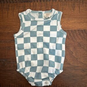 Blue and White Checkered Baby Onesie